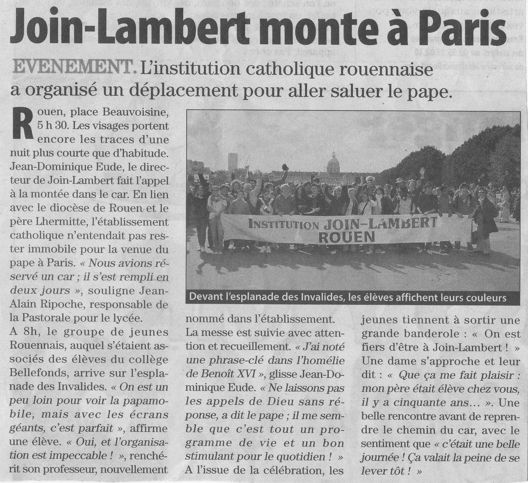 Article dans Paris-Normandie du 15 septembre 2008